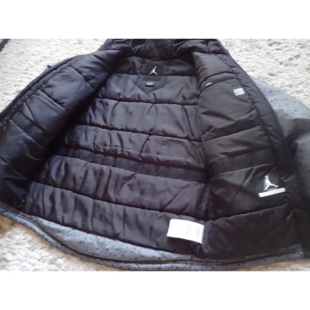 Jordan Puffer Jacket Boys Size 10-12 Grey Excellent Speckled Hooded Winter‎ Coat